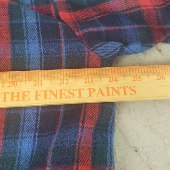 OshKosh B'gosh Shirt Mens Large Tall Blue Red Plaid Flannel Button Pockets - Picture 12 of 16